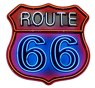 Neon Tripple Tube Route 66 Sign